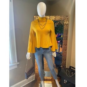 Bell sleeve mock neck sweater